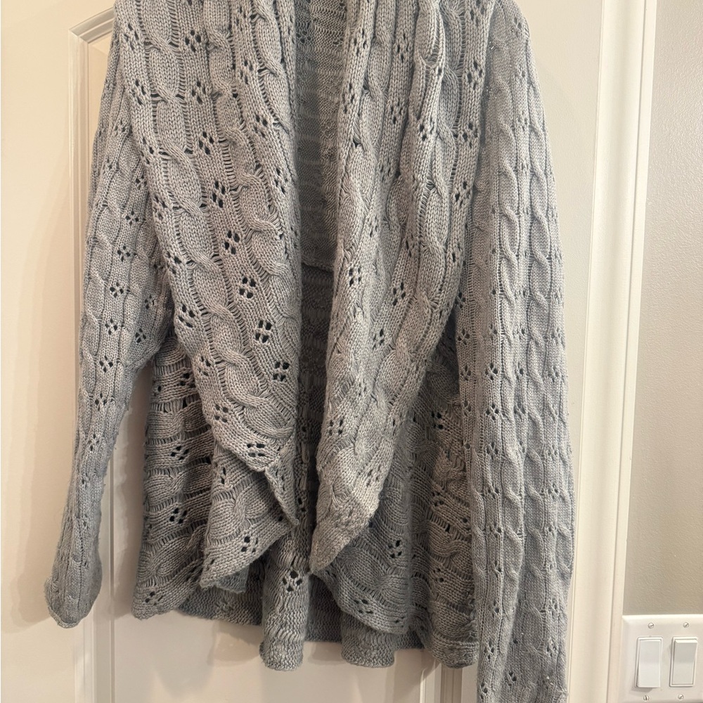 Apt. 9 Women's Light Gray Cable Knit Cardigan